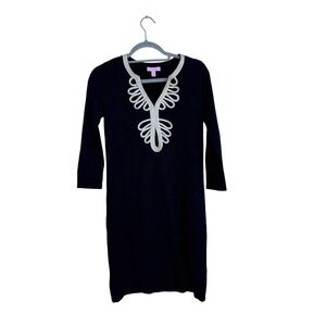 Lilly Pulitzer Merino Wool Dress, Black, Gold Embellishments,‎ Sz XS